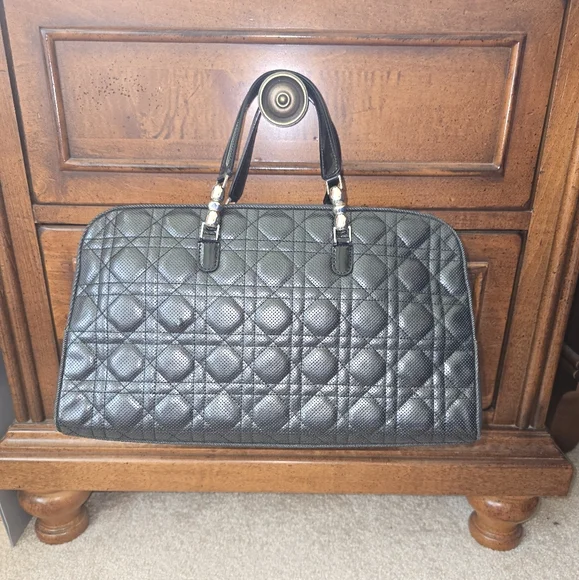 Black Denim Quilted Dior Hand Bag EUC - Picture 2 of 10